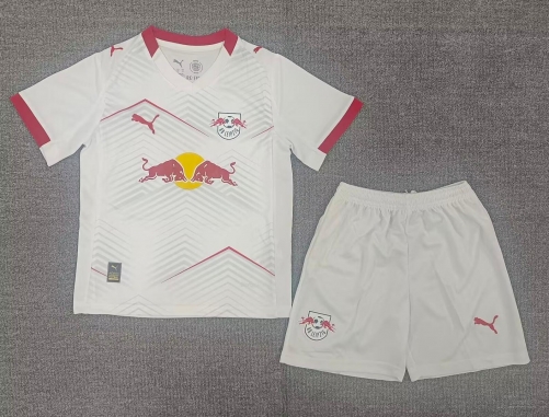 Kids 2025/26 RB Leipzig Home White Kids/Youth Soccer Uniform-A