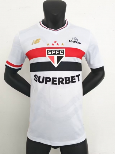 With Ads Player Version 2025/26 São Paulo FC Home White Thailand Soccer Jersey AAA-908