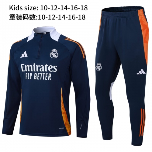 Kids 2024/25 Real Madrid Royal Blue Kids/Youth Soccer Tracksuit Uniform-411