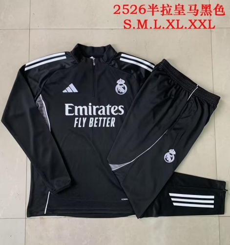 2025/26 Real Madrid Black Soccer Tracksuit Uniform-815