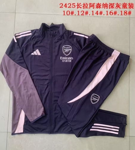 Kids 2024-25 Arsenal Purple Gray Kids/Youth Soccer Jacket Uniform-815