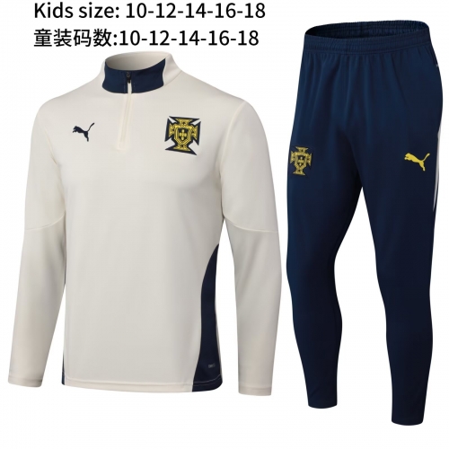 kids 2025/26 Portugal Light Yellow Youth/Kids Thailand Soccer Tracksuit Uniform-411