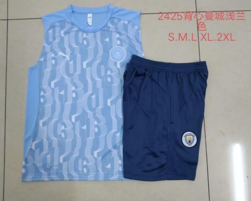 2024/25 Manchester City Light Blue Thailand Tracksuit Uniform Vest-815