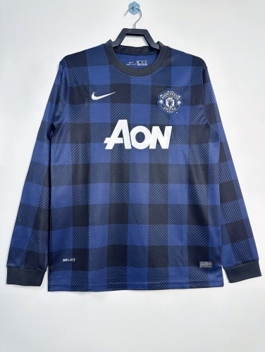 13/14 Retro Version Manited United Away Blue LS Thailand Soccer Jersey AAA-811