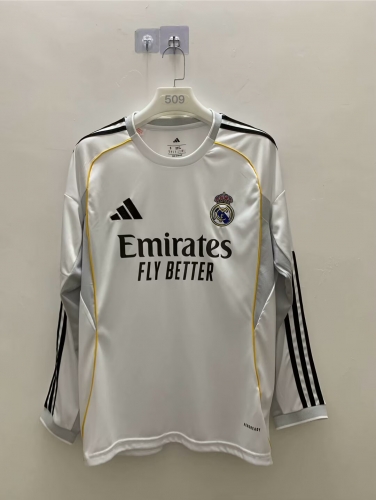 2025/26 Real Madrid Home White LS Thailand Soccer Jersey AAA-509