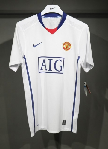 Player Retro Version 08/09 Manited United Away White Thailand Soccer Jersey AAA-703