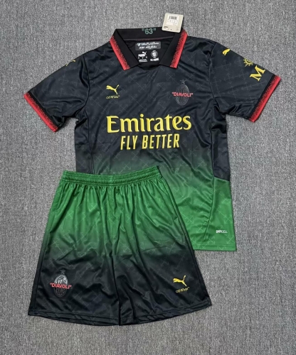 2024/25 AC Milan 3nd Away Black & Green Soccer Uniform-315/36