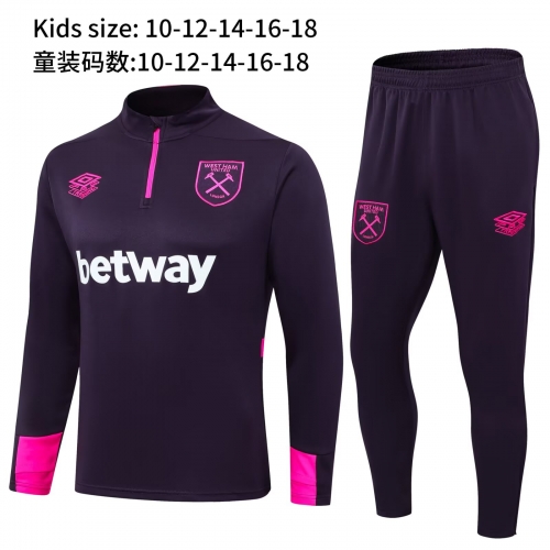 Kids 2024/25 West Ham United Purple Kids/Youth Soccer Tracksuit Uniform-411