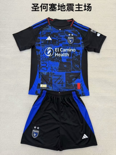 Kids 2025/26 San Jose Earthquakes Home Blue & Black Kids/Youth Soccer Uniform-208