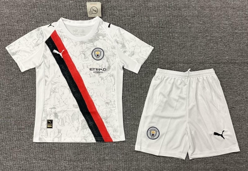 Kids 25/26 Manchester City Away White Kids/Youth Soccer Uniform-507/522