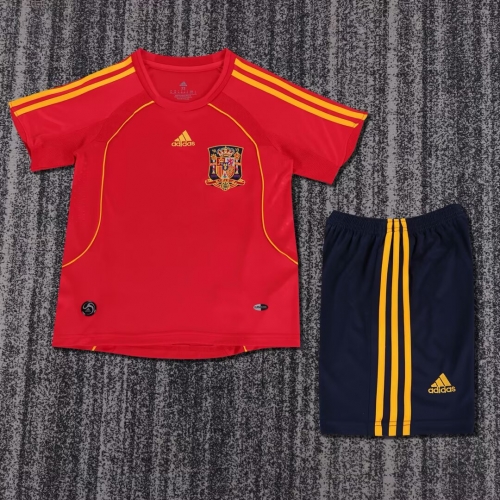 Kids 08 Retro Spain Home Red Kids/Youth Soccer Uniform-1040/811