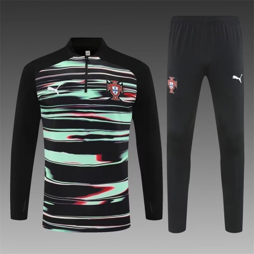 2025/26 Portugal Black & Green Thailand Tracksuit Uniform-801