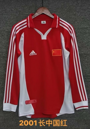 2001 Retro Version China Home Red LS Thailand Soccer Jersey AAA-709