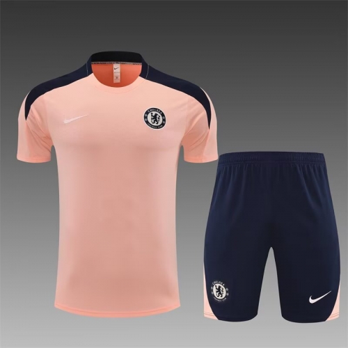 2025/26 Chelsea Pink Shorts-sleeve Thailand Soccer Tracksuit Uniform-801