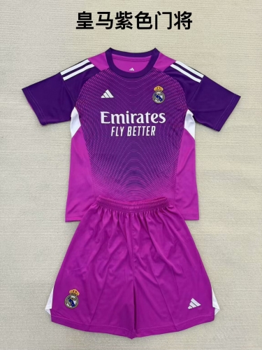 Kids 2025/26 Real Madrid Goalkeeper Purple Kids/Youth Soccer Uniform-208