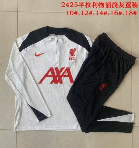 Kids 2024/25 Liverpool Light Gray Kids/Youth Soccer Tracksuit Uniform-815