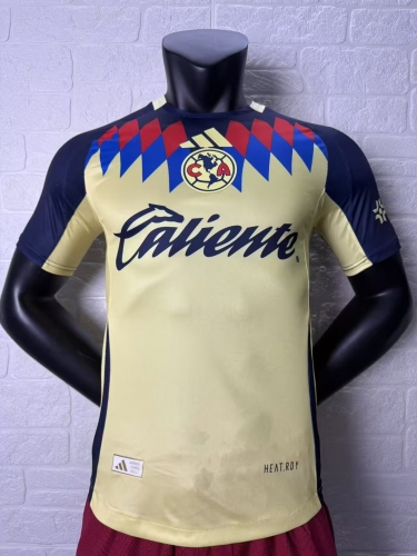 Player Version 2025/26 Club América Home Yellow Thailand Soccer Jersey AAA-16