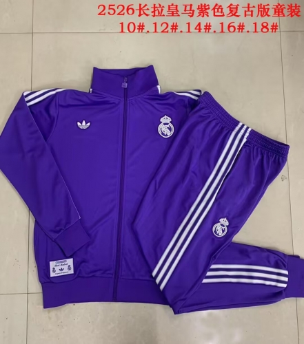 2025/26 Retro Real Madrid Purple Youth/Kids Thailand Soccer Jacket Uniform-815