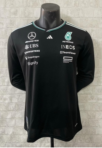 2025 Mercedes Benz Black Round Collar LS Formula One Racing Jersey-805