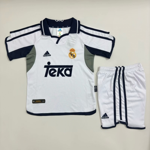 Kids 00-01 Retro Version Real Madrid Home White Kids/Youth Soccer Uniform-811