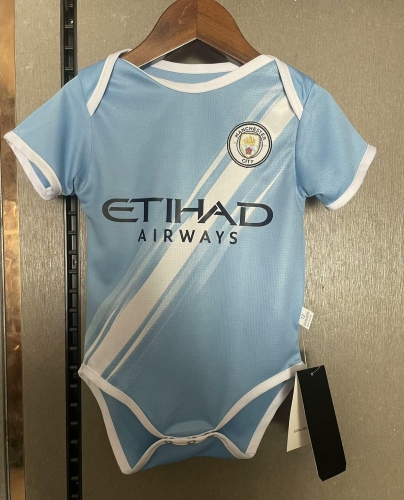 (Size 9-12) 2025/26 Manchester City Home Blue Baby Soccer Uniform-308