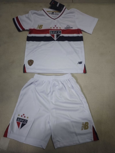 Kids 2025/26 São Paulo FC Home White Kids/Youth Soccer Uniform-507