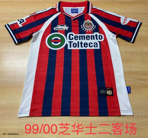 99/00 Retro Version Deportivo Guadalajara 2nd Away Red & Blue Thailand Soccer Jersey AAA-2041