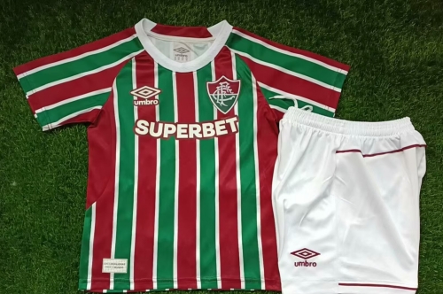 Kids 2025/26 Fluminense FC Home Red & Green Kids/Youth Soccer Uniform-812