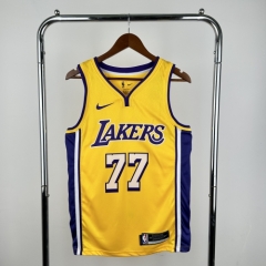 NBA Los Angeles Lakers V Collar Yellow #77 Jersey-311