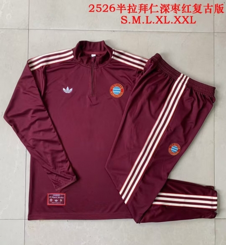 2025/26 Retro Version Bayern München Red Soccer Tracksuit Uniform-815