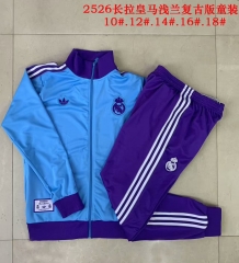 2025/26 Retro Real Madrid Light Blue Youth/Kids Thailand Soccer Jacket Uniform-815