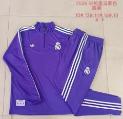 2025/26 Retro Version Real Madrid Purple Kids/Youth Thailand Soccer Uniform-815