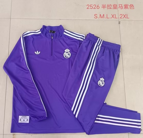 2025/26 Retro Version Real Madrid Purple Soccer Tracksuit Uniform-815