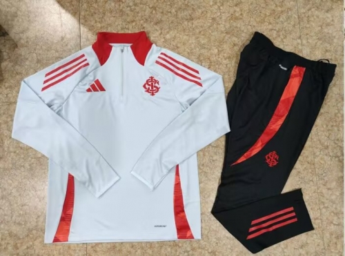 2025/26 Brazil SC Internacional Gray & White Thailand Tracksuit Uniform-GDP