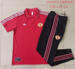 2025/26 Retro Manchester United Red Thailand Polo Uniform-815