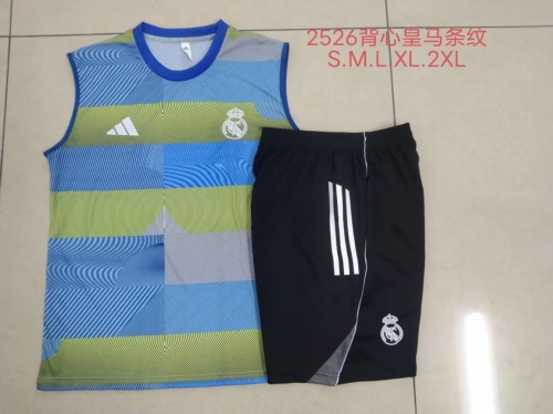 2025/26 Real Madrid Blue & Green Soccer Tracksuit Vest Set-815