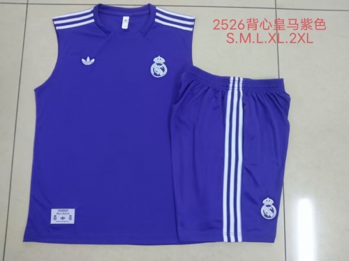 2025/26 Retro Version Real Madrid Purple Soccer Tracksuit Vest Set-815