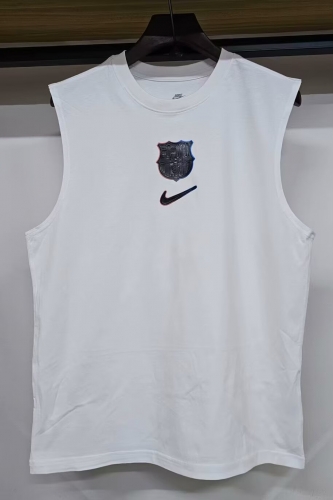 2025 Barcelona White Soccer Cotton Vest-308