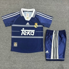 Kids 98-99 Retro Version Real Madrid Away Royal Blue Kids/youth Soccer Uniform-811