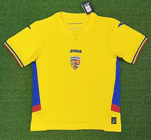 2025-26 Romania Home Yellow Thailand Soccer Jersey AAA-95/23/320
