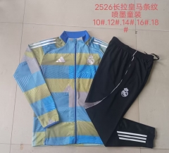 Kids 2025/26 Real Madrid Yellow & Blue Kids/Youth Jacket Uniform-815