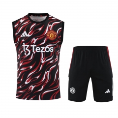 2025/26 Manchester United Black & Red Thailand Soccer Training Vest Set-418