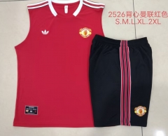 2025/26 Retro Manchester United Red Thailand Tracksuit Vest Set-815