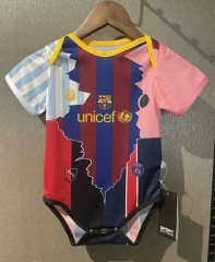 (Size 9-12) 2025/26 Commemorative Version Barcelona Red & White & Pink #10 (MESSI) Baby Soccer Uniform-308