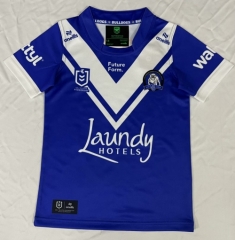 Kids 2025 Season Bull Dog head Home Blue Thailand Rugby Shirts-805