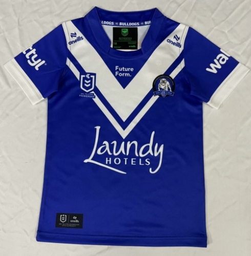 Kids 2025 Season Bull Dog head Home Blue Thailand Rugby Shirts-805