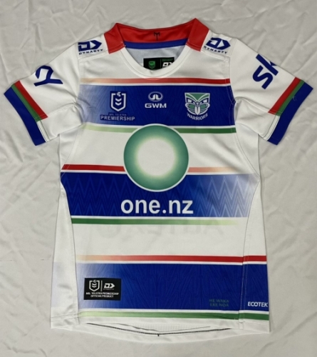 Kids 2025 Warriors Away White & Blue Rugby Shirts-805