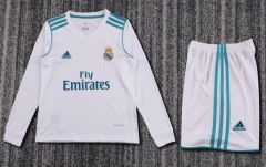 Kids 17-18 Retrro Model Real Madrid White LS Kids/Youth Soccer Uniform-311