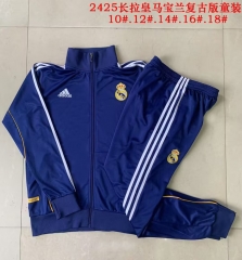 Kids 2025/26 Retro Real Madrid Royal Blue Kids/Youth Thailand Jacket Uniform-815