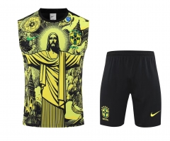 2024/25 Brazil Black & Yellow Thailand Soccer Training Vest Set-418
